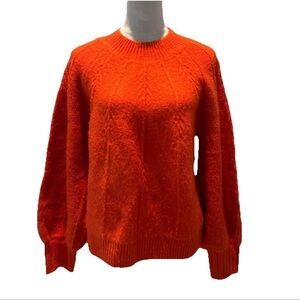 Lush Orange Women’s Sweater L Bishop Sleeves Boho Chic Modern Elegance Fireside
